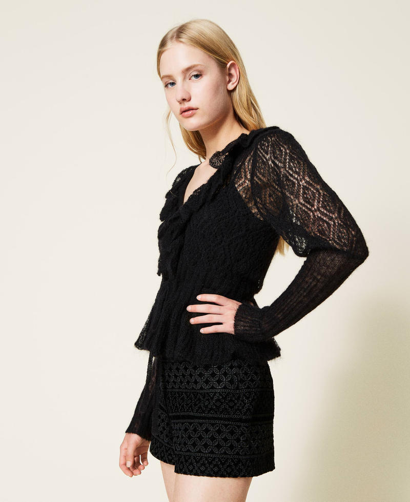 Mohair blend openwork cardigan