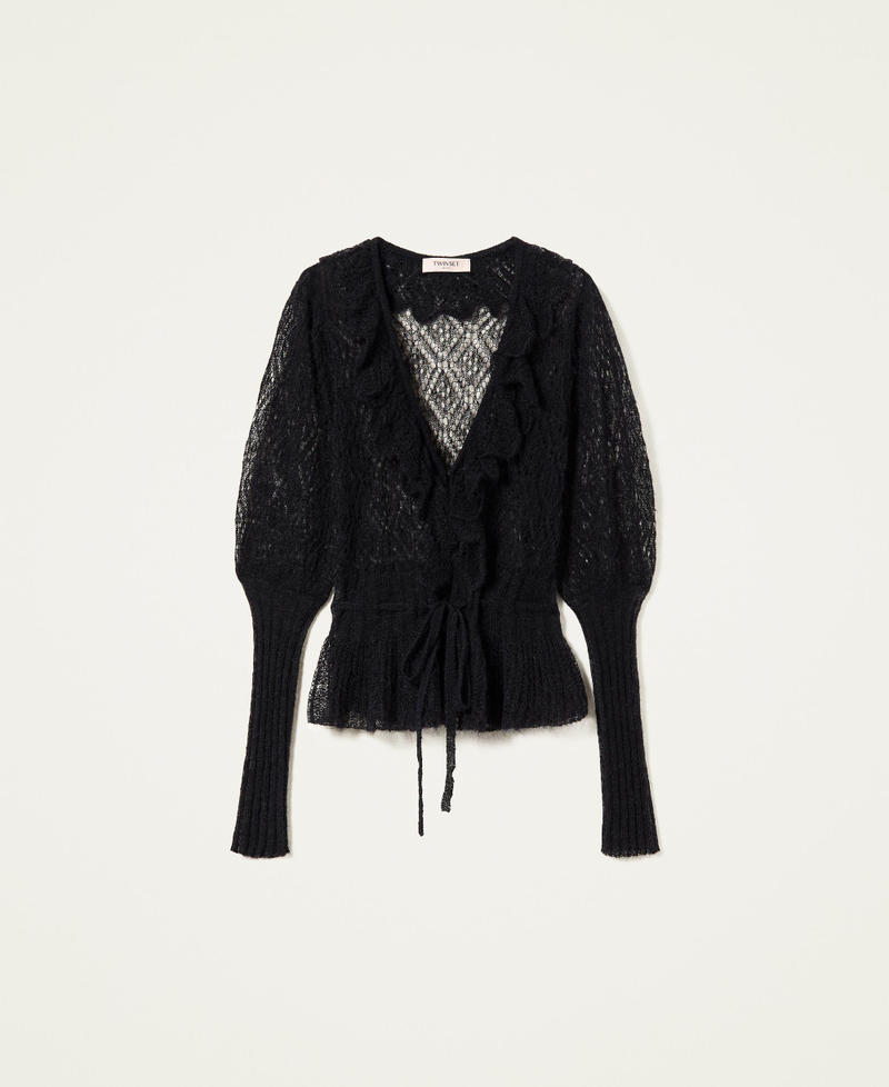 Mohair blend openwork cardigan