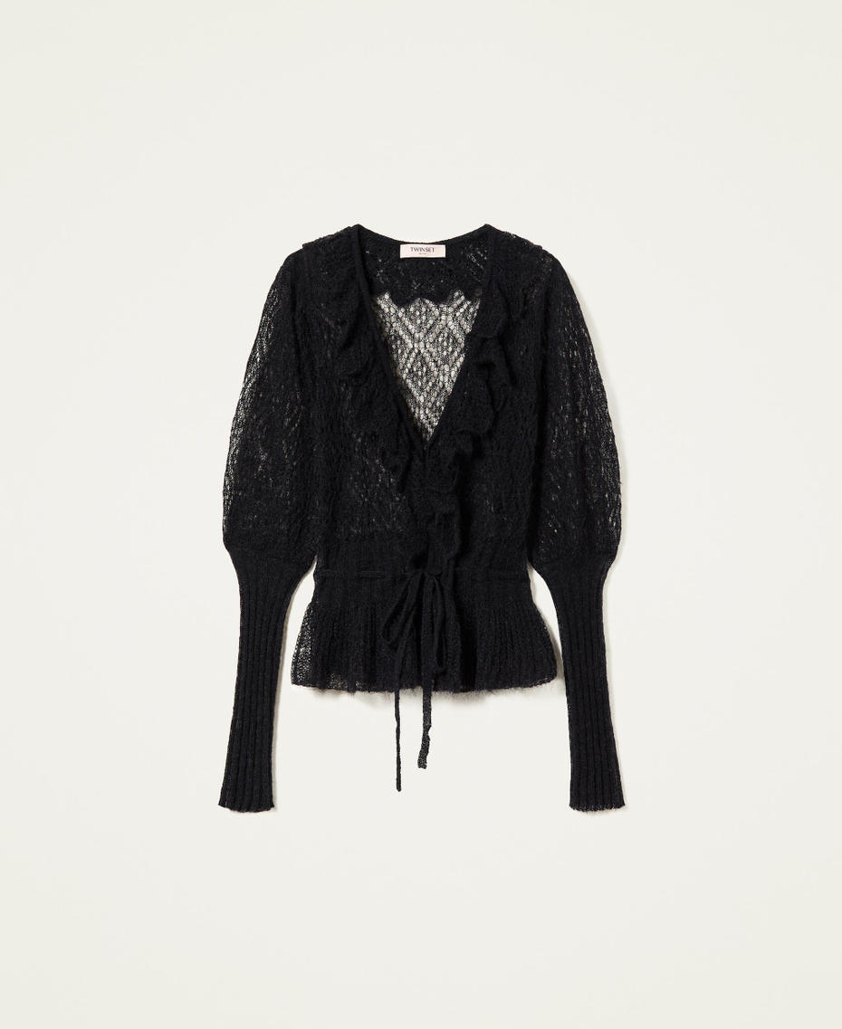Mohair blend openwork cardigan