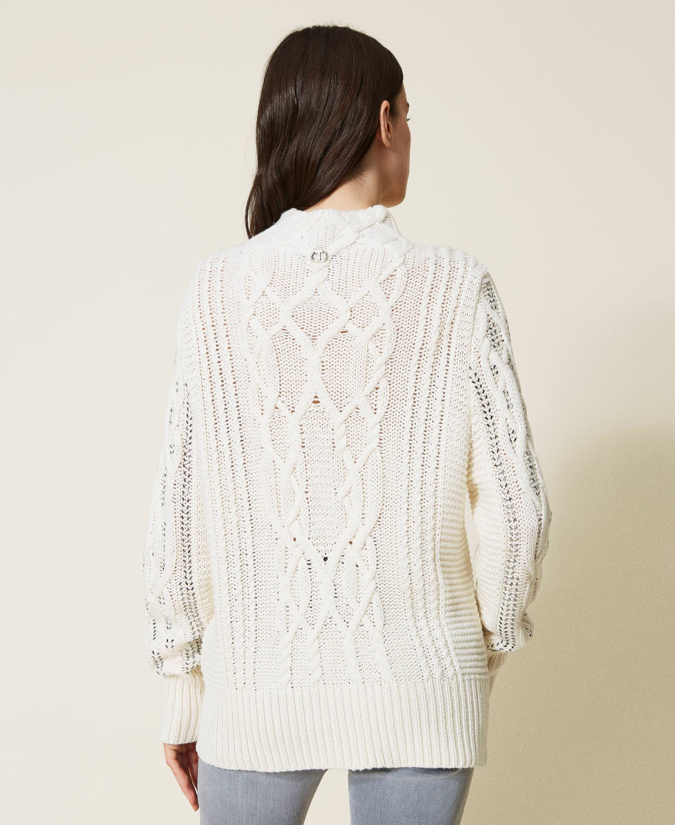 Maxi pull en laine m lang e avec strass Femme Blanc TWINSET Milano