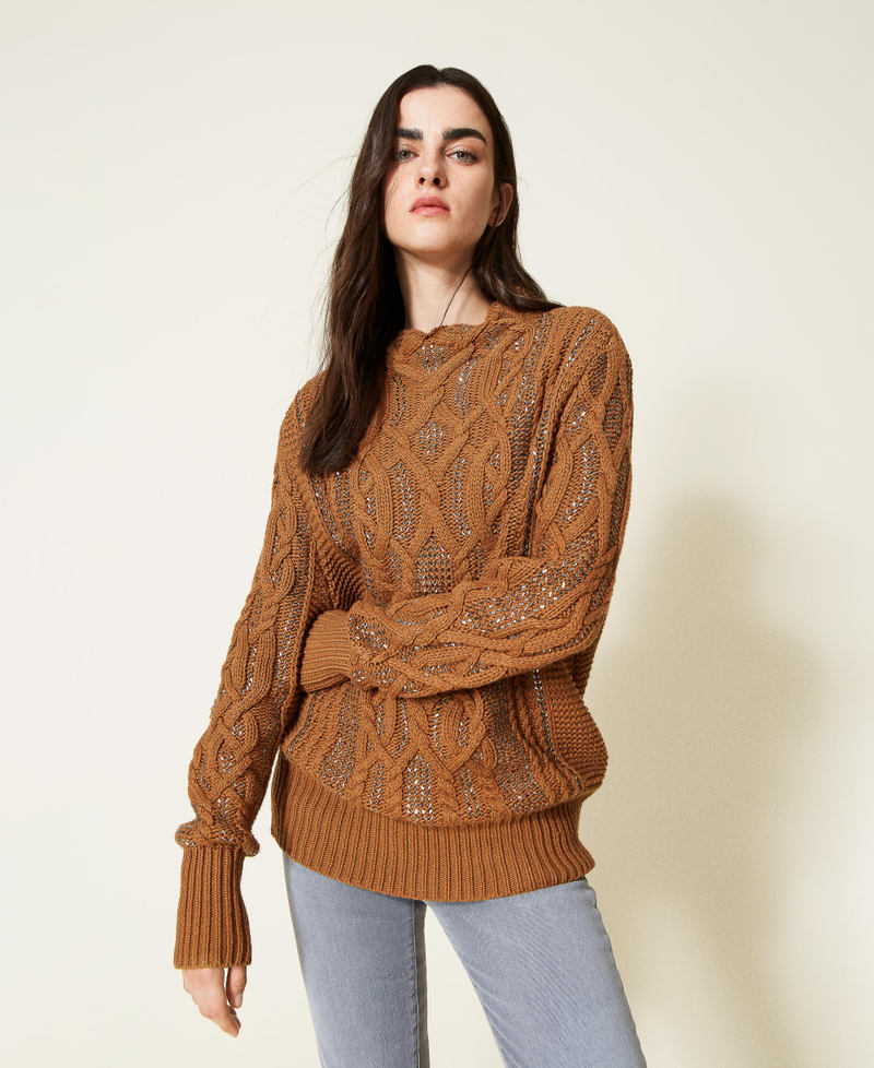 Maxi pull en laine mélangée avec strass
