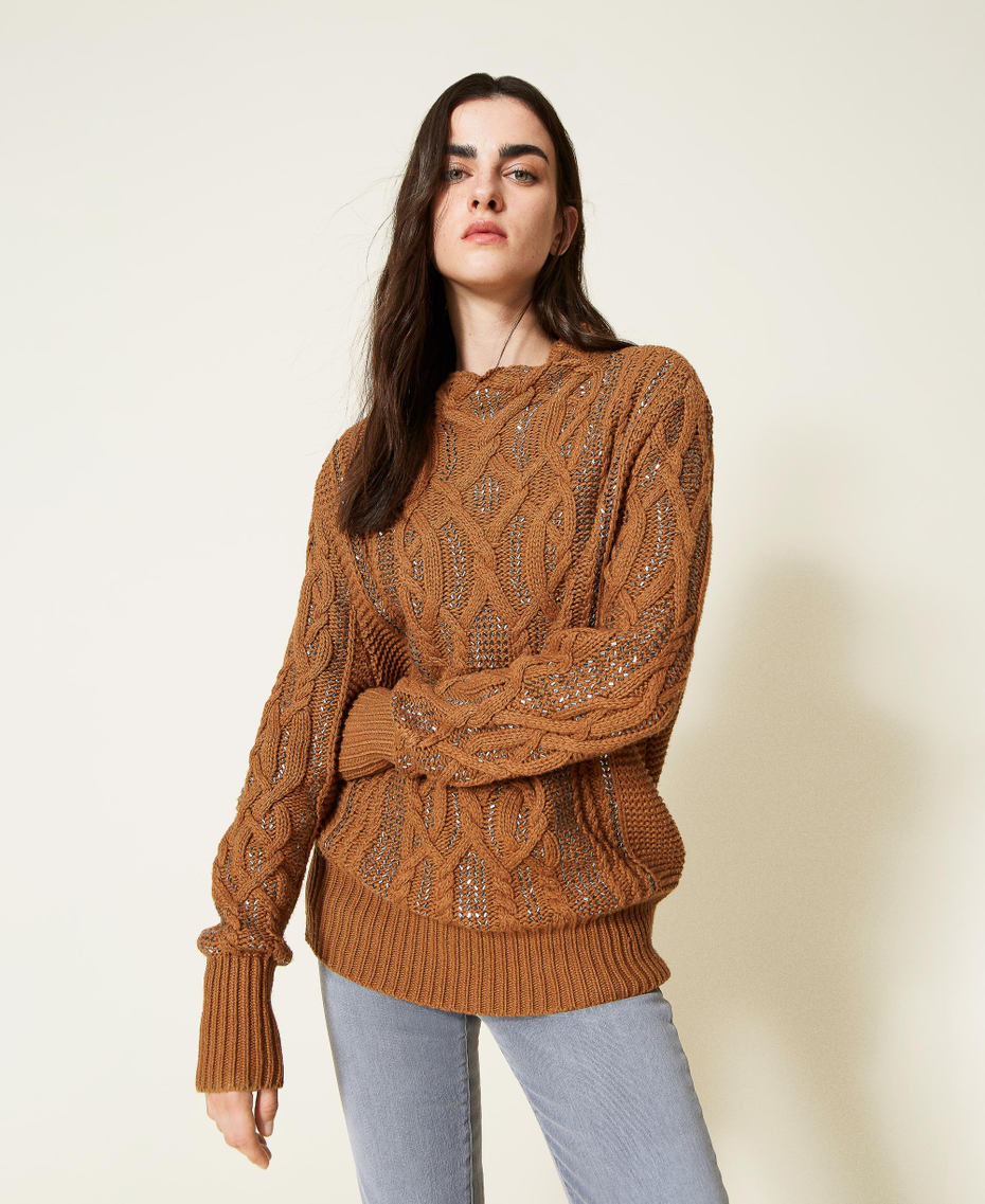 Maxi pull en laine mélangée avec strass