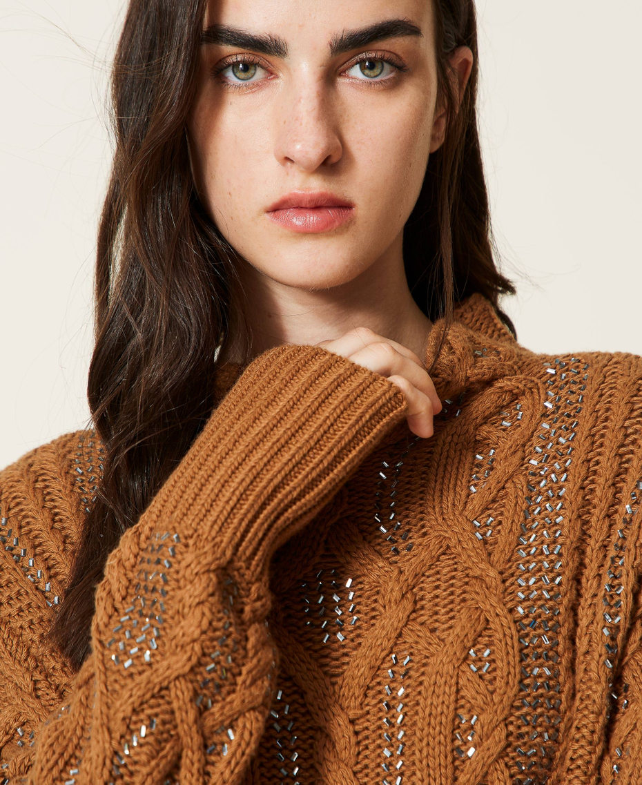 Maxi pull en laine mélangée avec strass