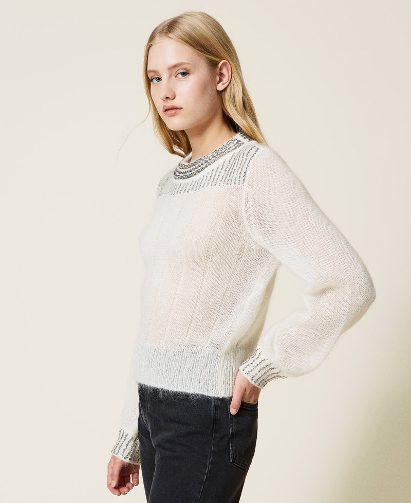Mohair blend jumper with handmade embroidery