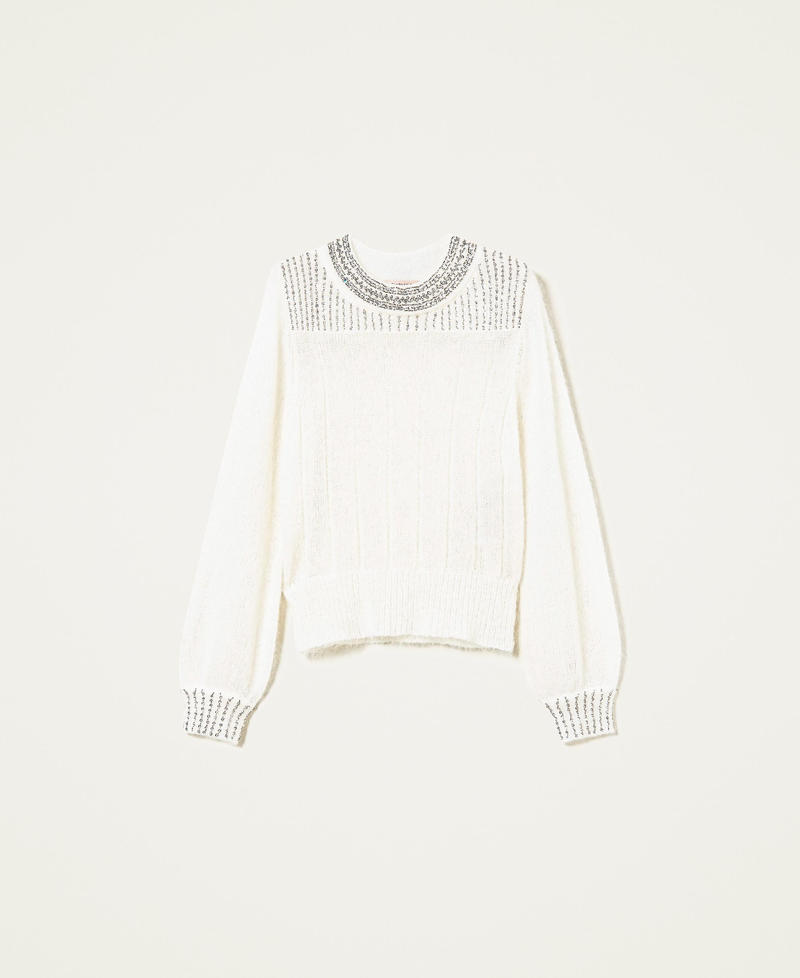 Mohair blend jumper with handmade embroidery