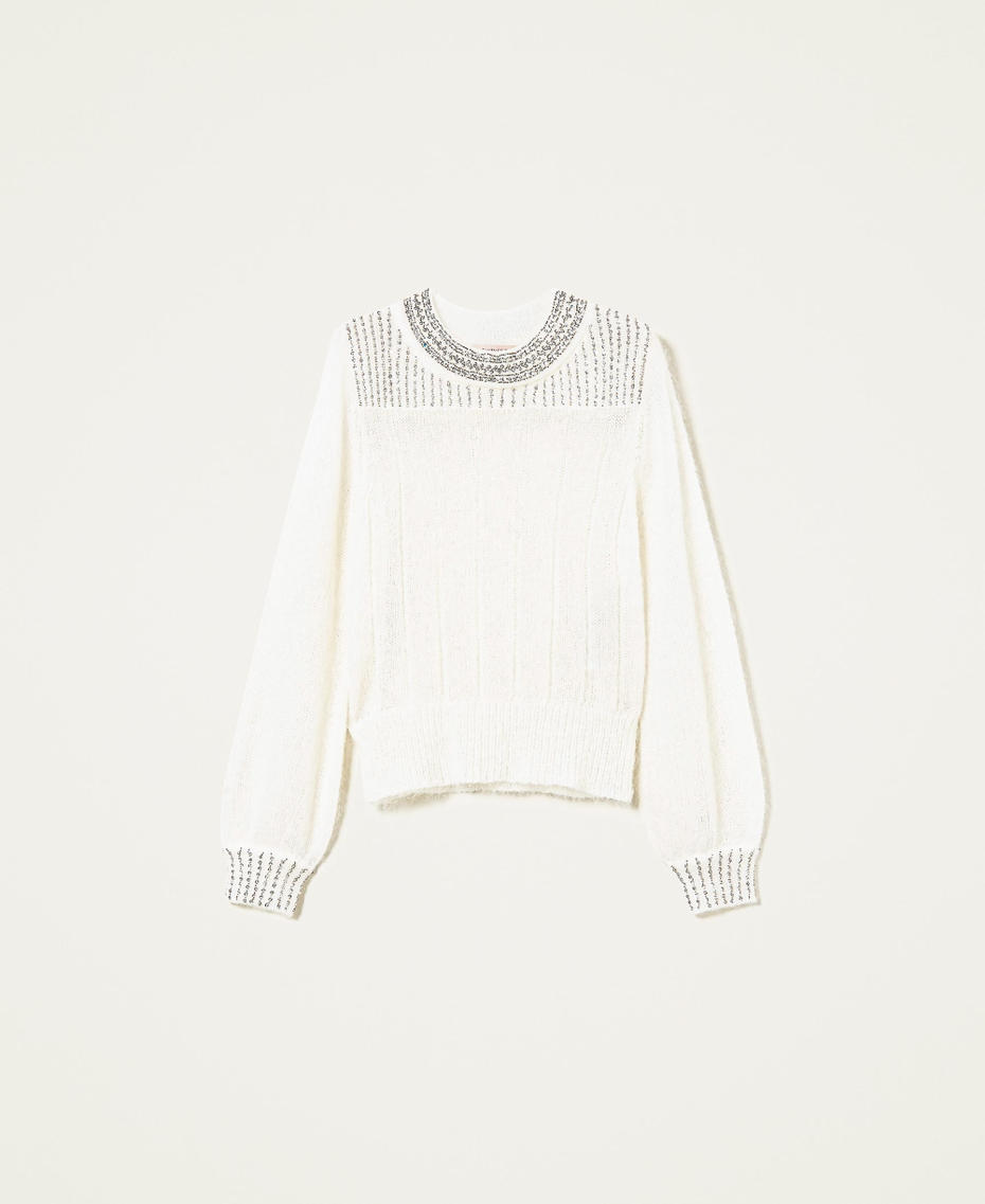 Mohair blend jumper with handmade embroidery