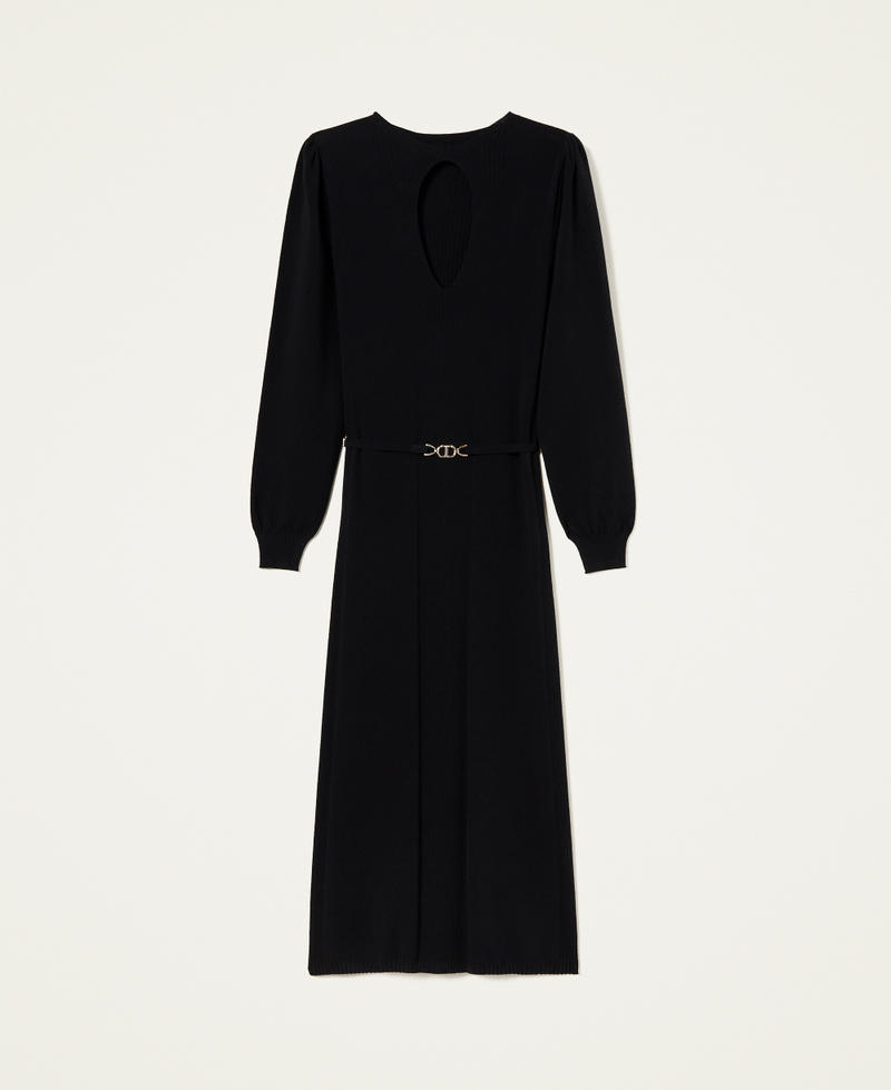 Robe en maille sans coutures avec barrette Oval T Noir Femme 222TT3192-0S