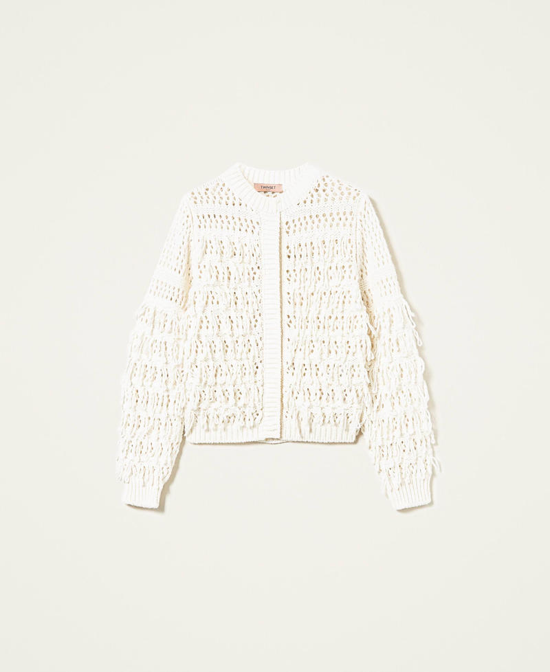 Wool blend jacket with fringes