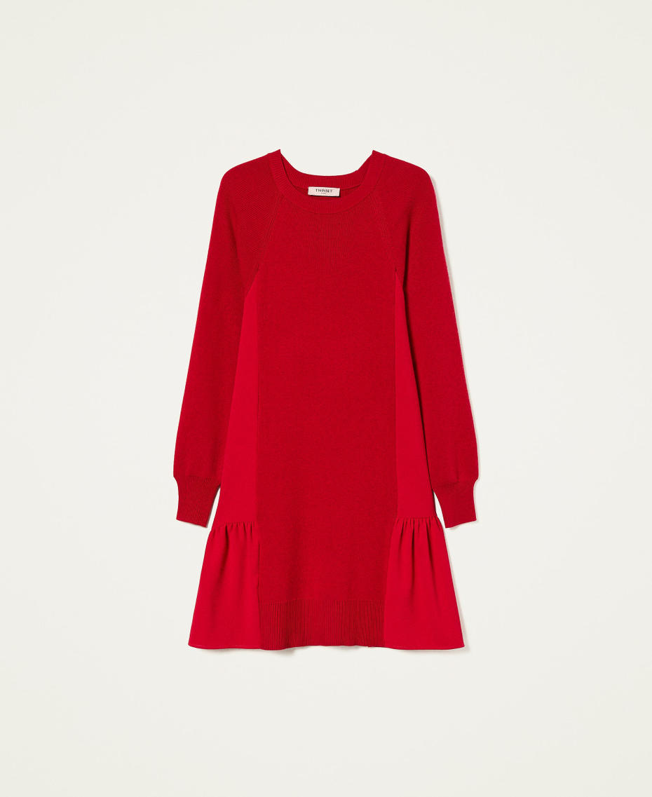 Короткое трикотажное платье со вставками Красный Мак женщина 222TT3280-0S