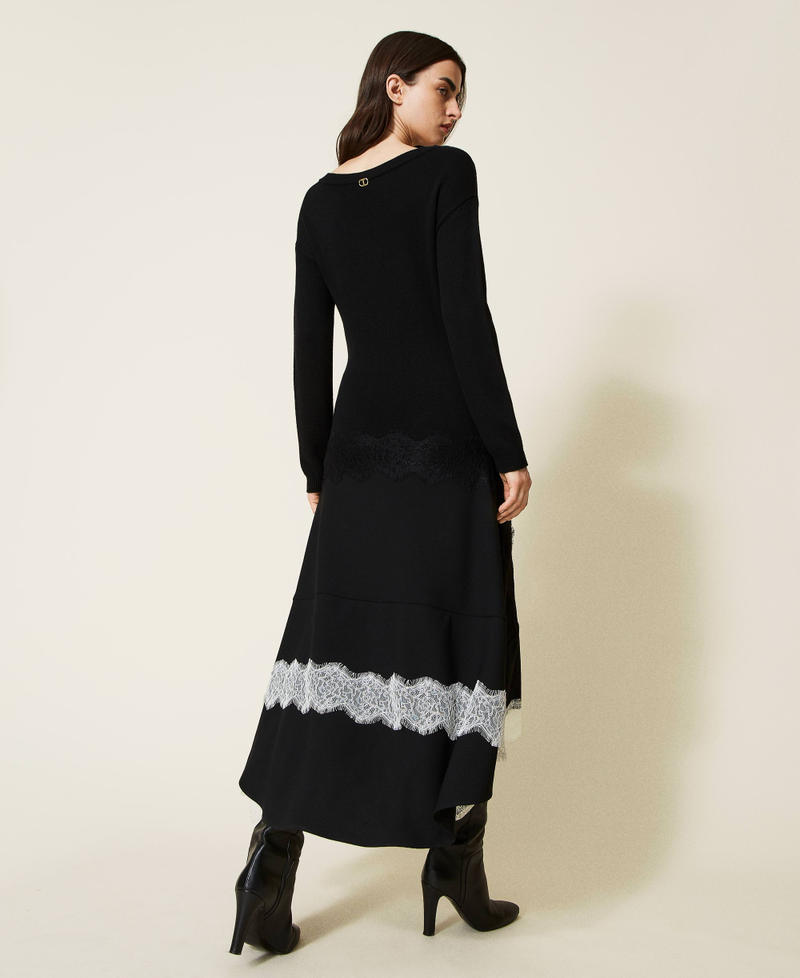 Midi knit dress with inserts