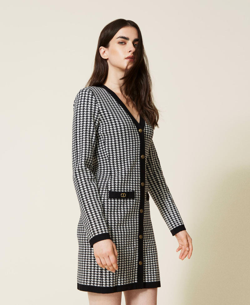 Jacquard houndstooth cardi-dress