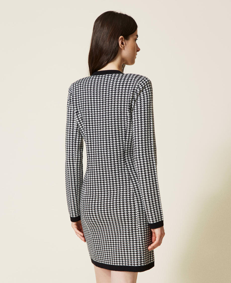 Jacquard houndstooth cardi-dress