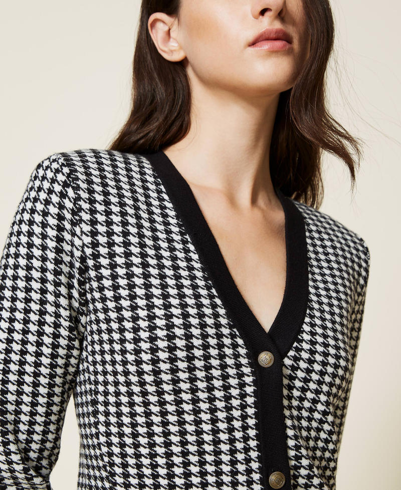 Jacquard houndstooth cardi-dress