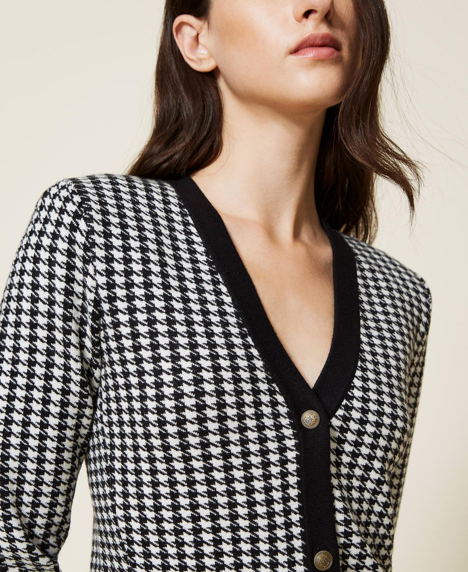Jacquard houndstooth cardi-dress