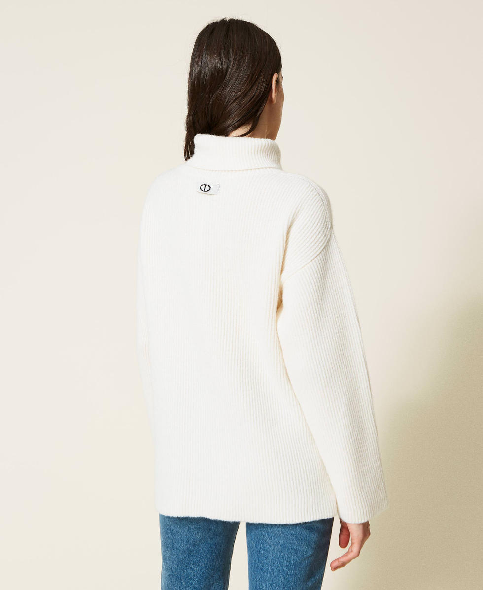Pull en matière côtelée fantaisies - blanc - Femme - 4.50