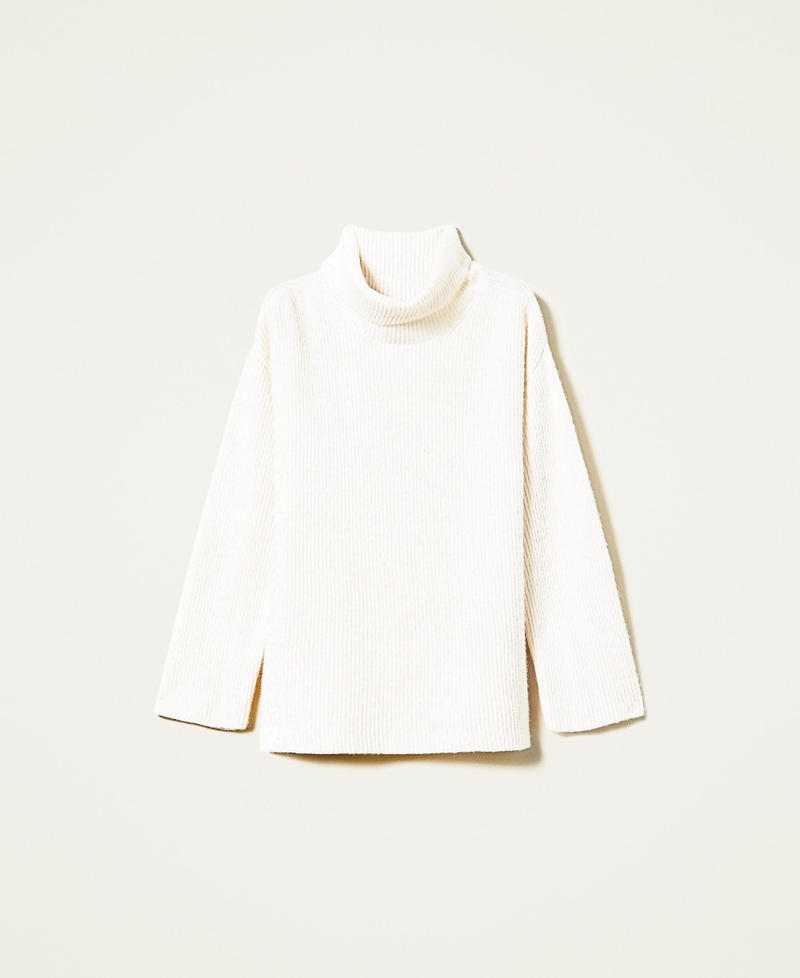 Pull en laine mélangée côtelée Blanc Neige Femme 222TT3330-0S