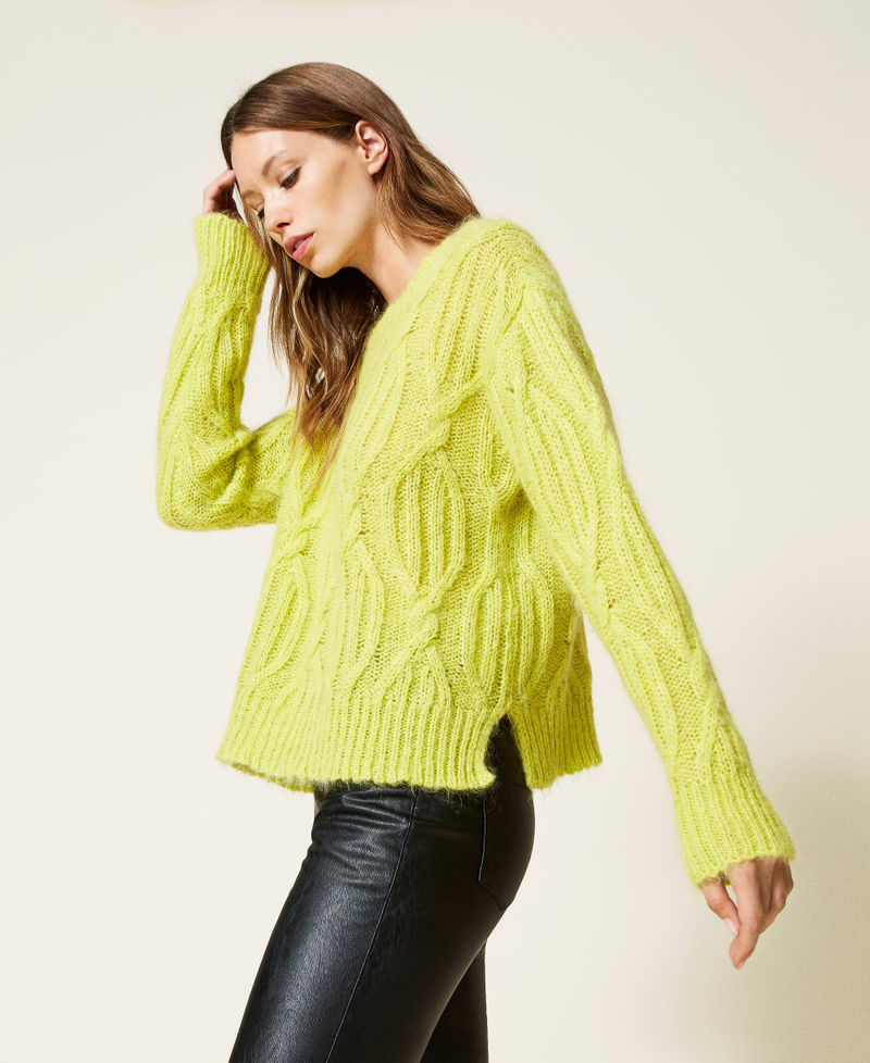 Mohair blend cable knit jumper