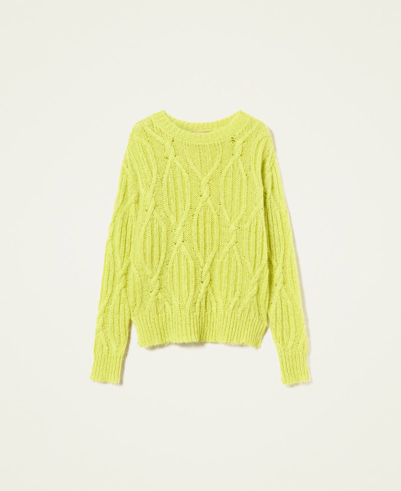 Mohair blend cable knit jumper