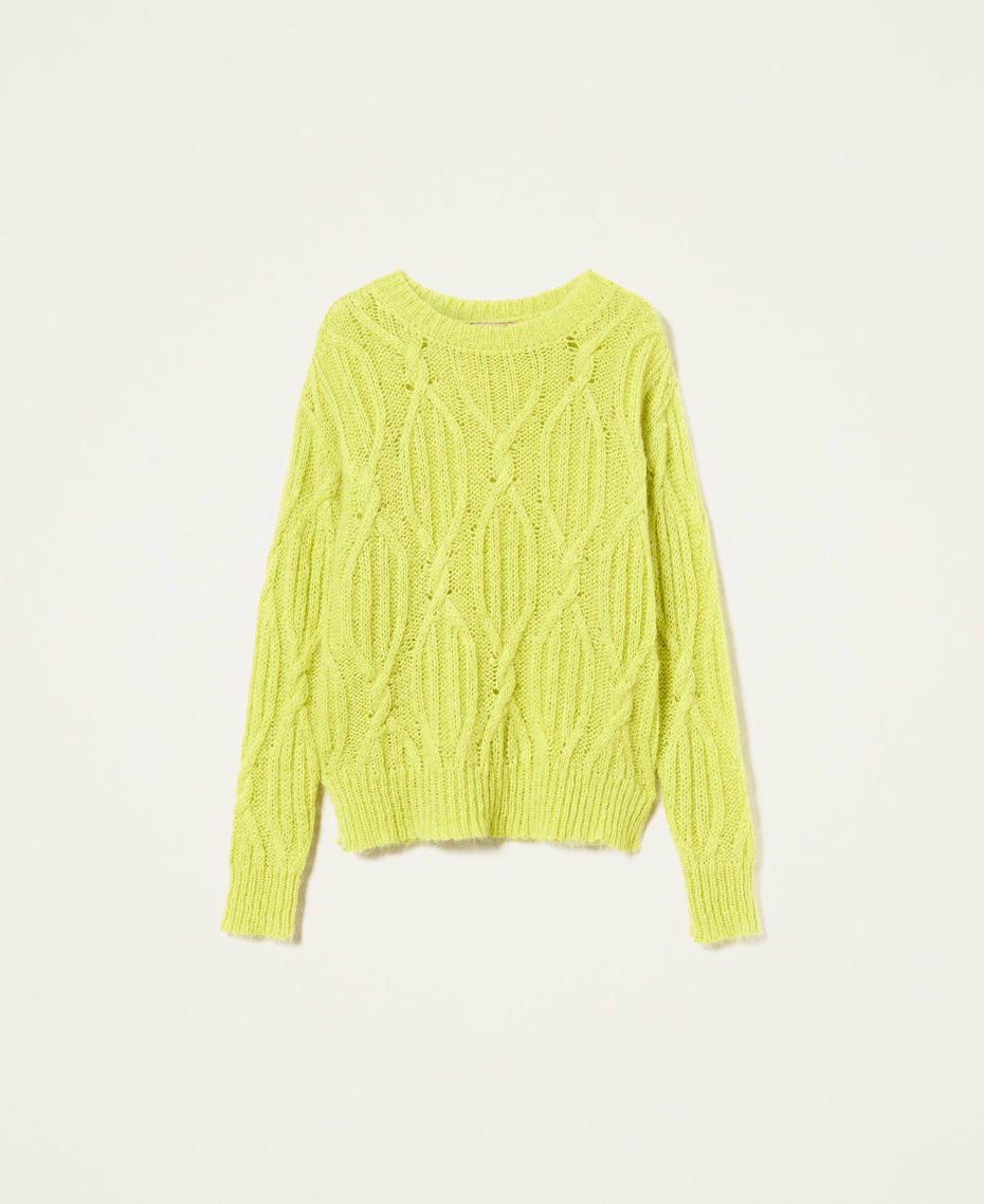 Mohair blend cable knit jumper