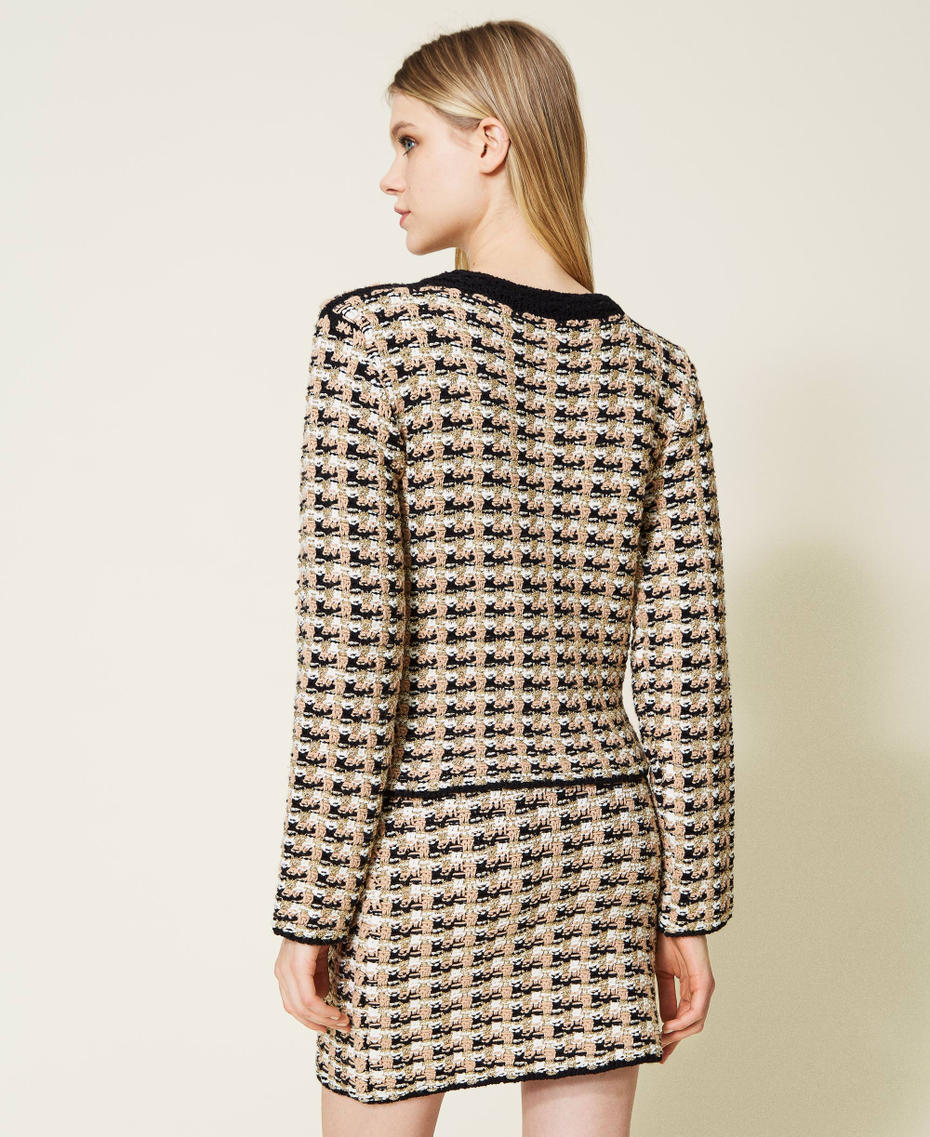 Jacquard knit jacket with houndstooth pattern