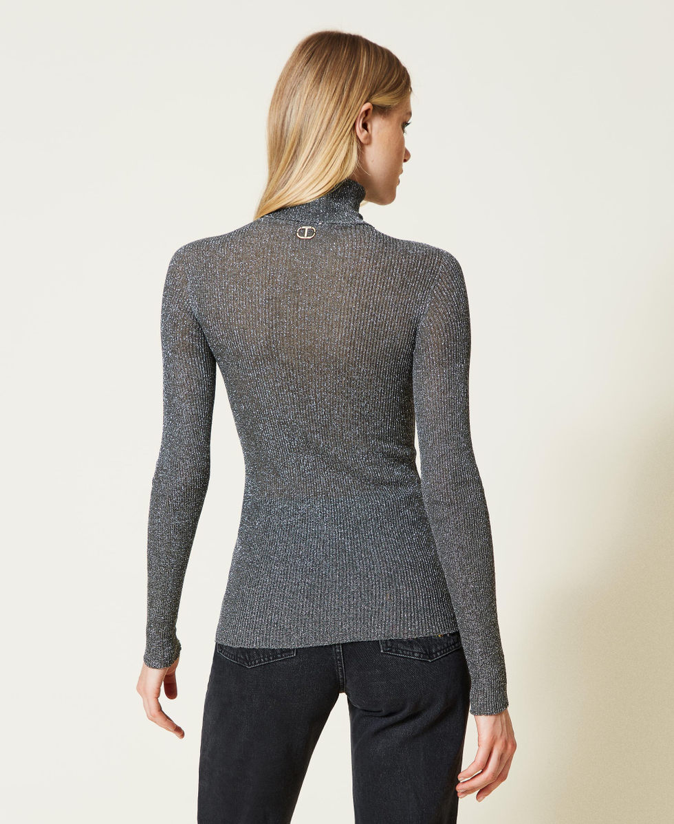 Seamless turtleneck jumper with lurex