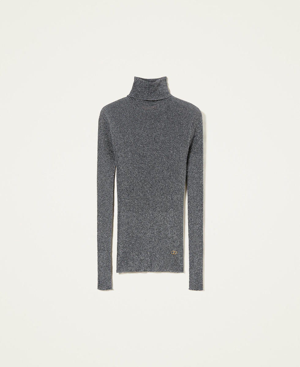 Seamless turtleneck jumper with lurex