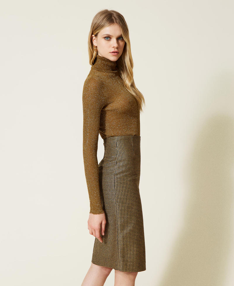 Seamless turtleneck jumper with lurex Dark Gold Lurex Woman 222TT3411_10160_03