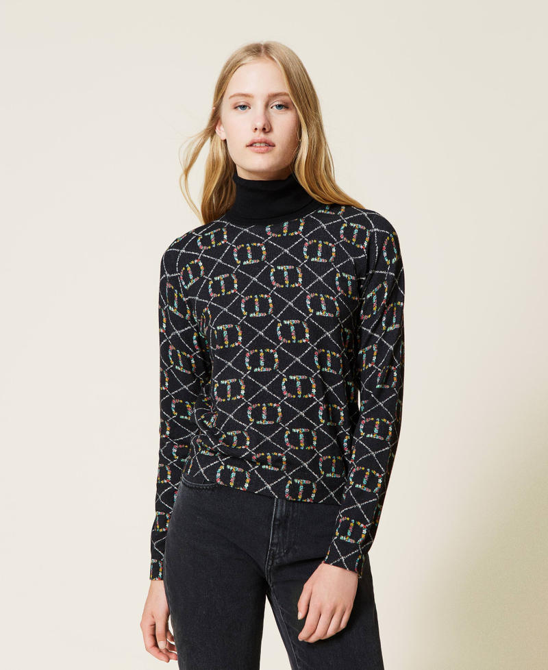 Rollkragenpullover mit Logoprint