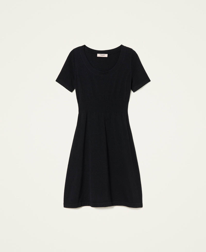Короткое трикотажное платье из смесовой шерсти Черный женщина 222TT3541-0S