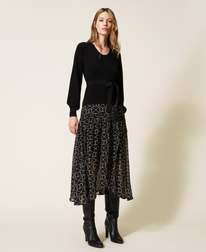 Abito seamless con inserto in georgette