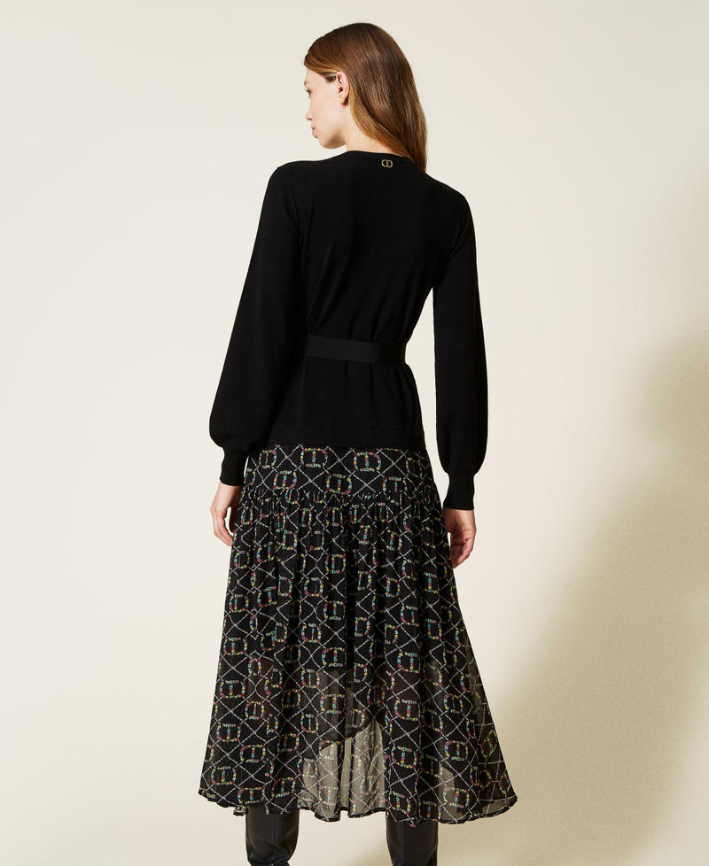 Abito seamless con inserto in georgette