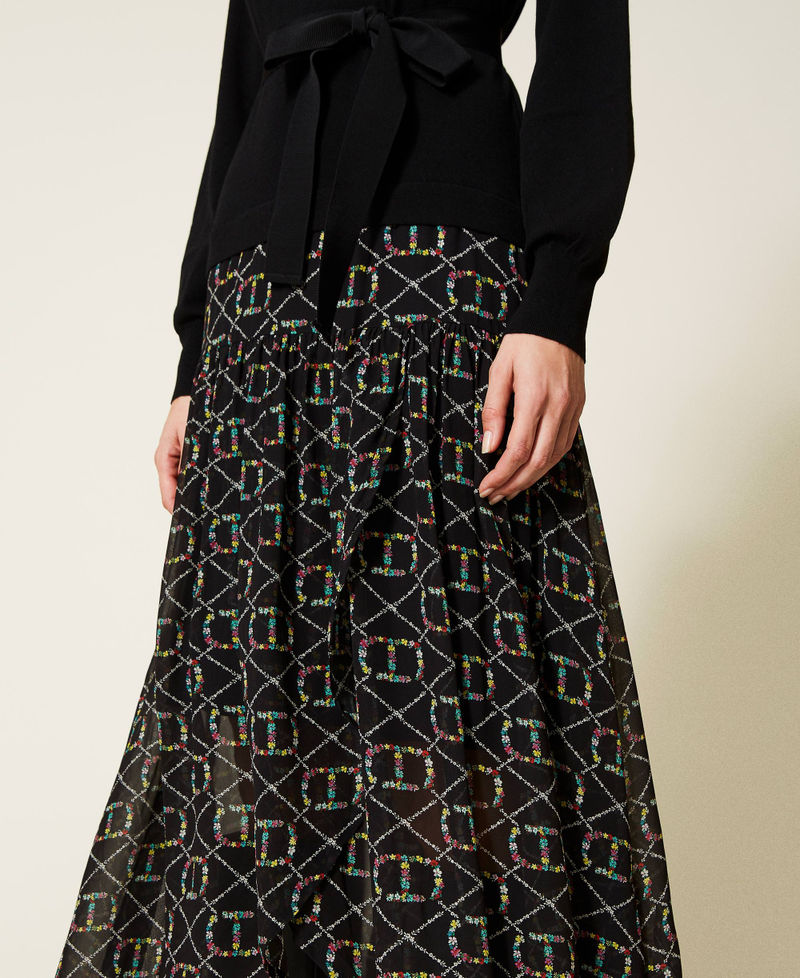 Abito seamless con inserto in georgette