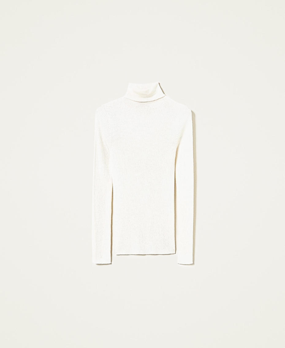 Jersey de cuello cisne de lana sin costuras White Nieve Mujer 222TT3561-0S