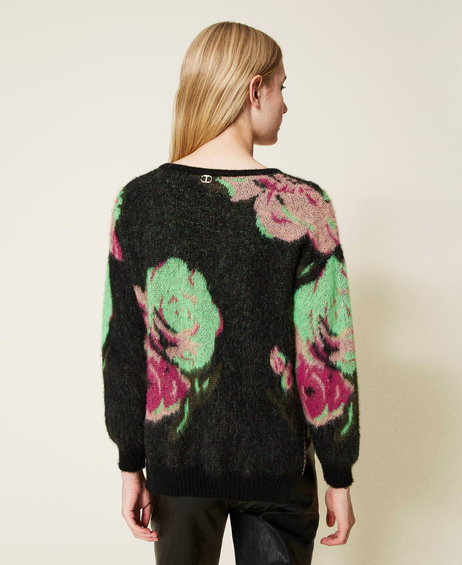 Pique jacquard mohair blend jumper