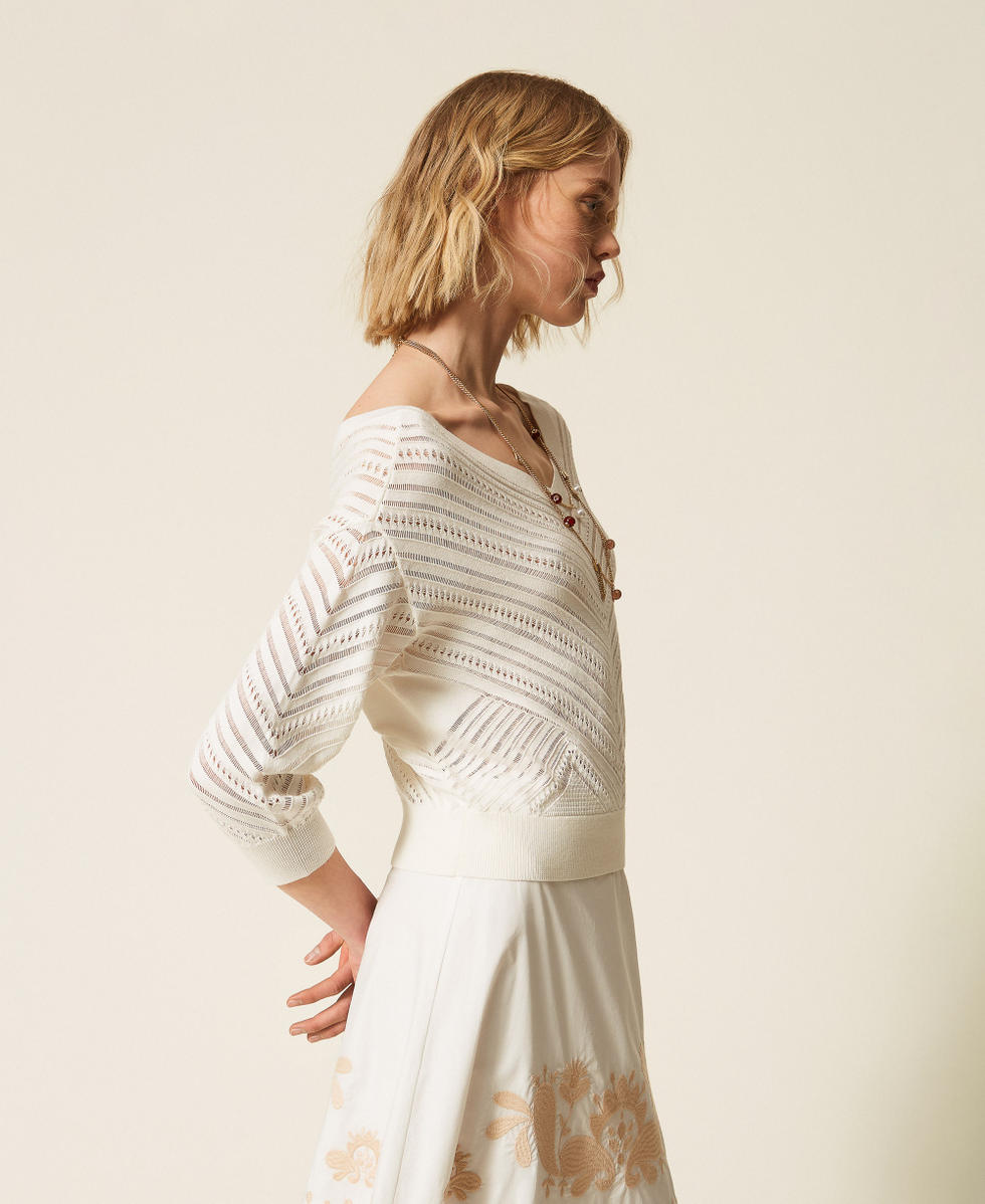 Pull ajour&eacute; avec chevrons Off White Femme 261AT3040_00526_02