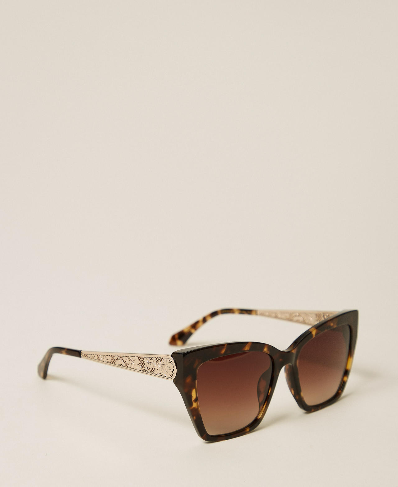 Occhiali da sole a farfalla in acetato Light Havana Donna 999TZ5095_14155_02