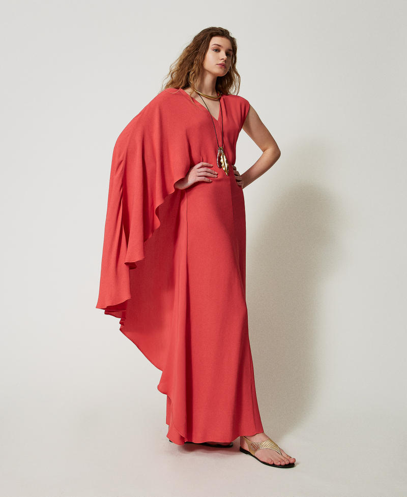 Abito lungo 'Vulcano' in georgette Rosso Arancia Rossa Donna 251TS2220_00294_02