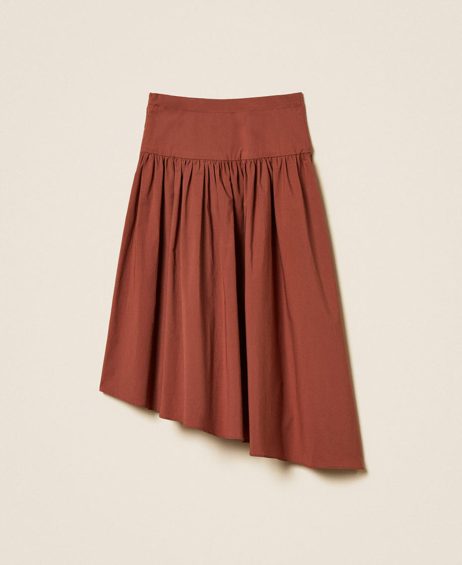 Asymmetric long poplin skirt Dark Root Brown Girl 261GJ2017_13120_S1