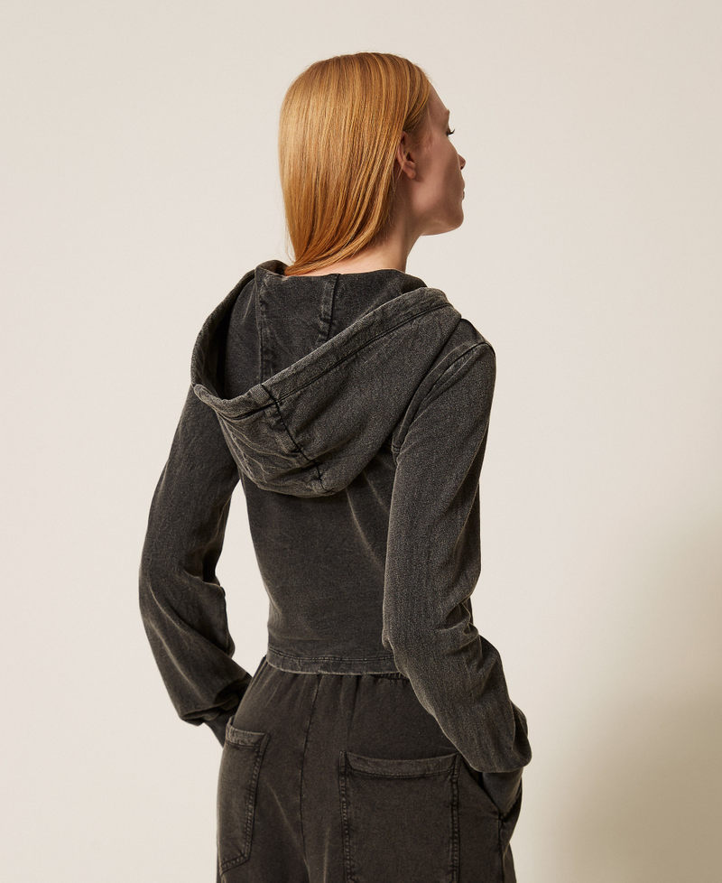 Sudadera bustier con capucha Negro Mujer 261AP2414_00006_03