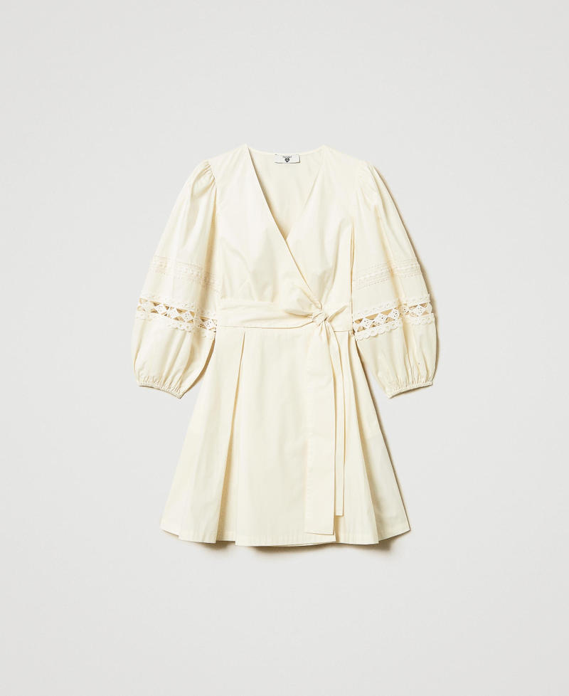 Short poplin dress with crochet detail Mother Of Pearl Woman 251LB2KEE_00059_S0