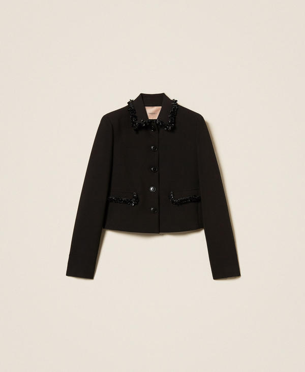 Crêpe jacket with embroidery