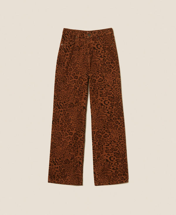 Брюки из саржи с животным принтом