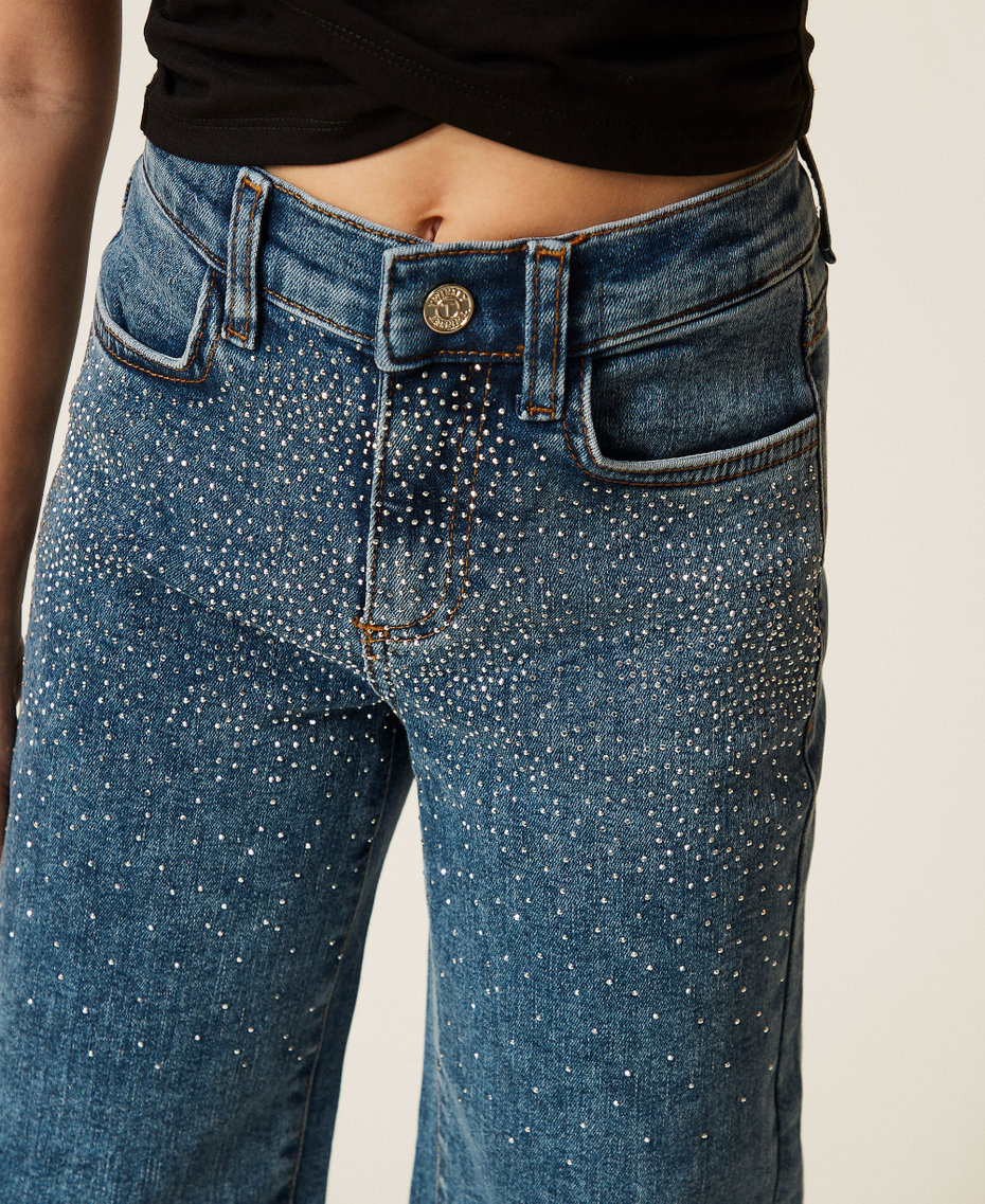 Jeans cinque tasche con borchie Blue Denim Medium Bambina 261GJ2122_13321_04