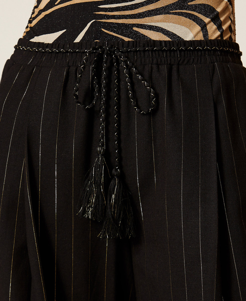Pantaloni ampi a righe lurex Nero Donna 261LB2QFF_00006_04