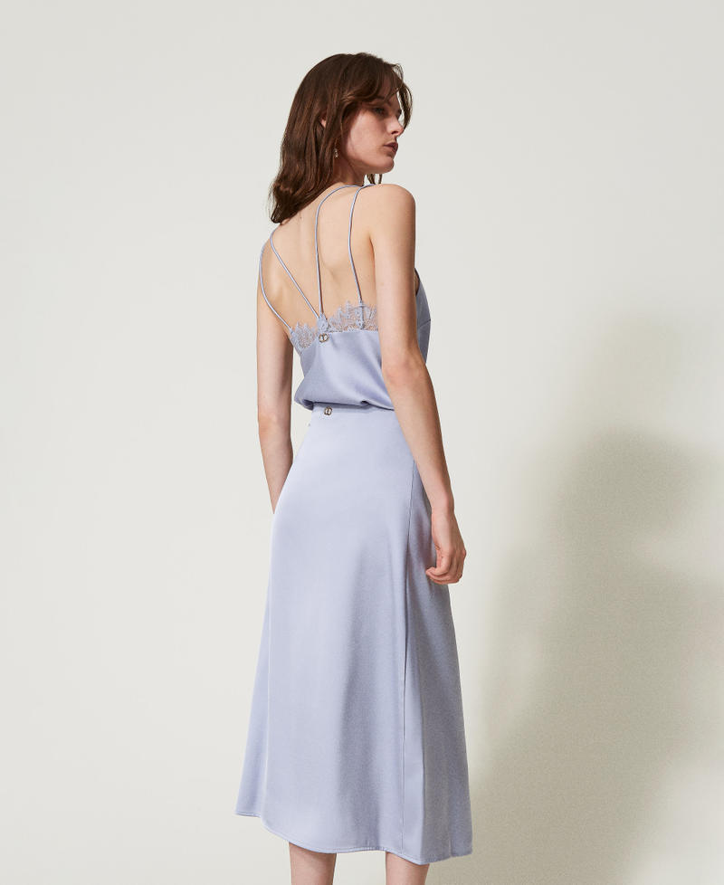 Falda midi de raso y encaje Flores de Lila Mujer 251TQ2011_00703_03