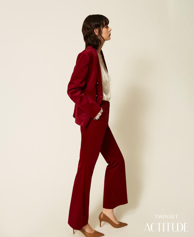 Flared velvet trousers "Rhubarb" Red Woman 262AP2271_13643_PA