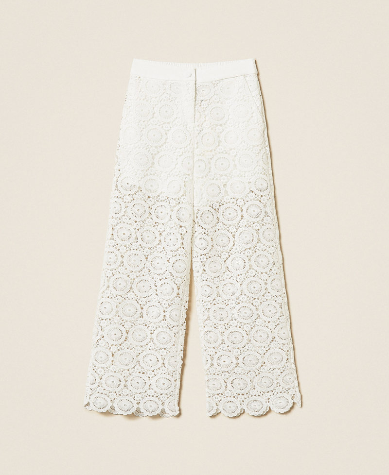Pantaloni in pizzo macram&egrave; Off White Bambina 261GJ2Q21_00526_S0