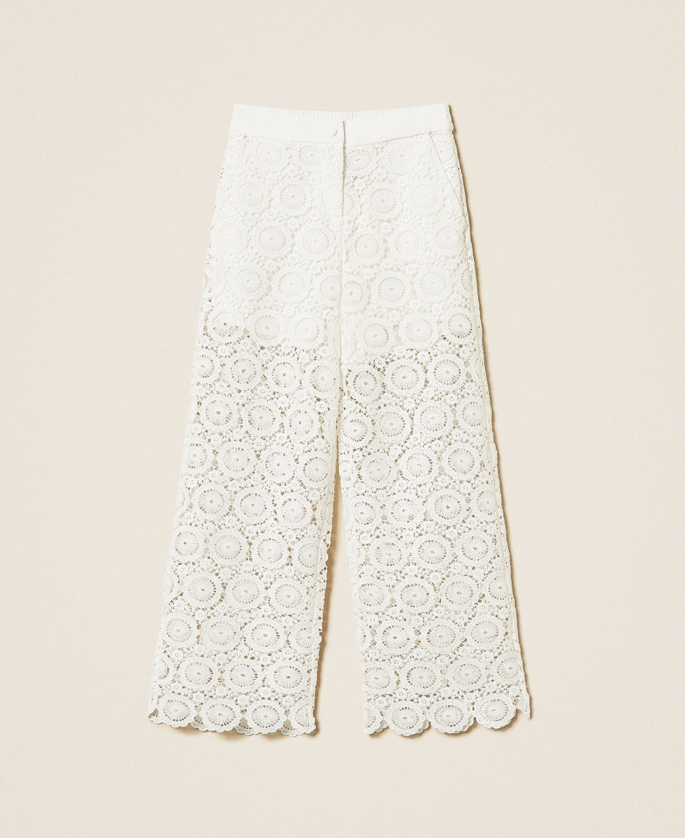 Pantalon en dentelle macram&eacute; Off White Fille 261GJ2Q21_00526_S0