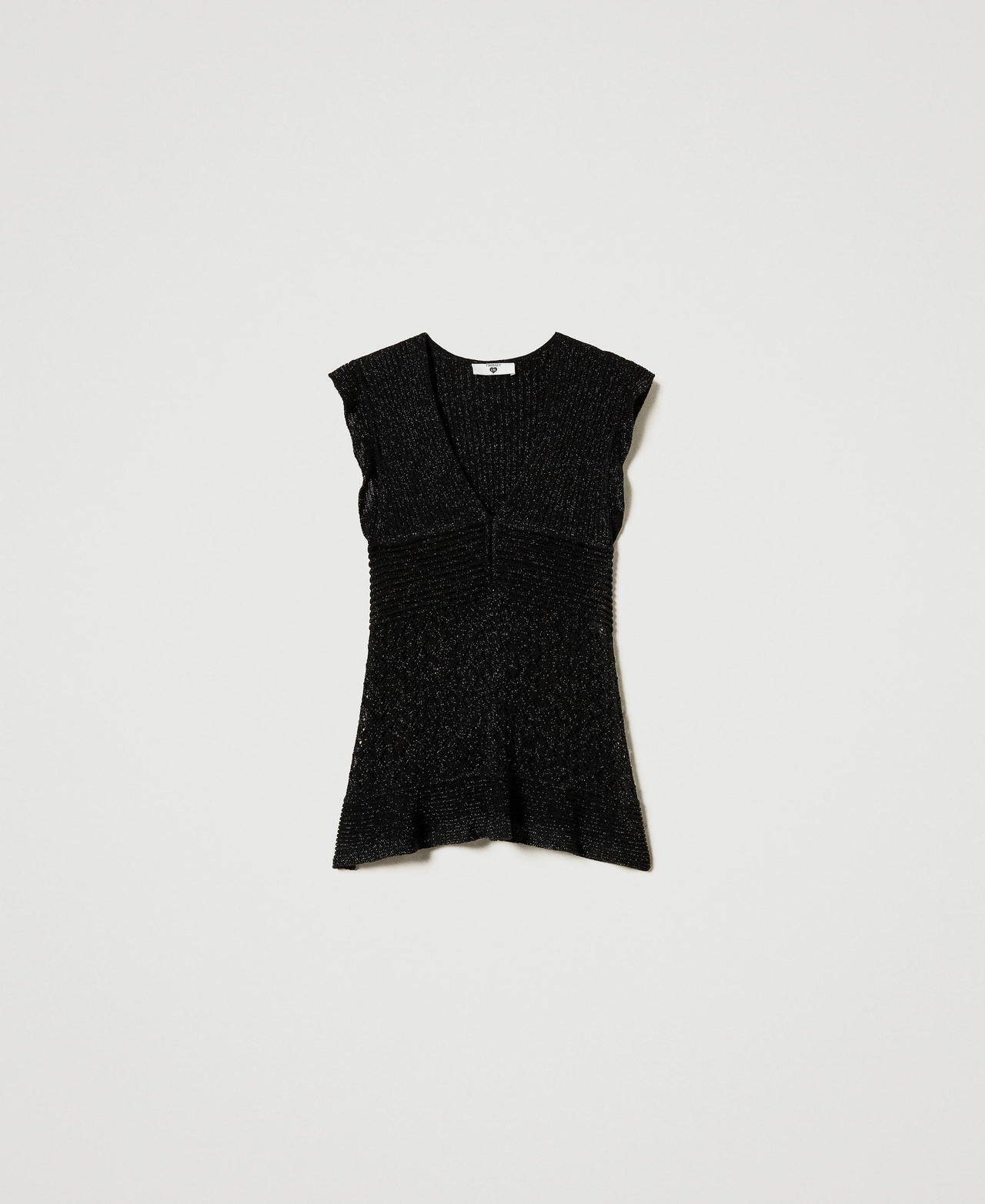 Lurex top with ruffles Black Woman 251LB3ACC_00006_0S