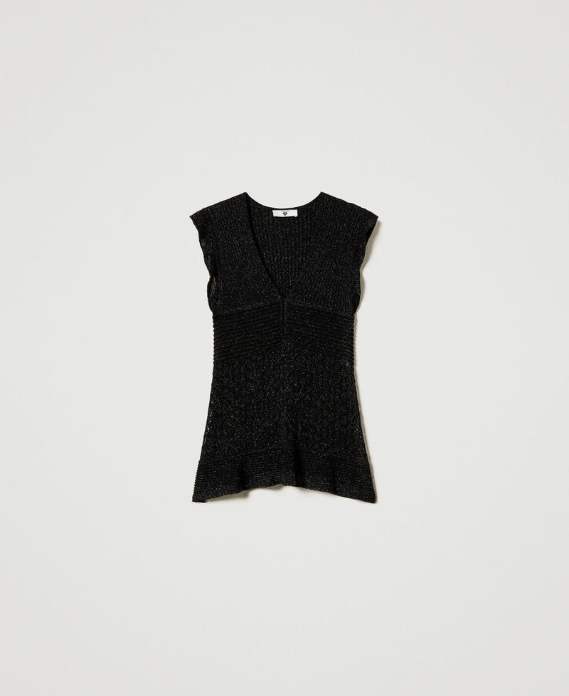 Lurex top with ruffles Black Woman 251LB3ACC_00006_S0